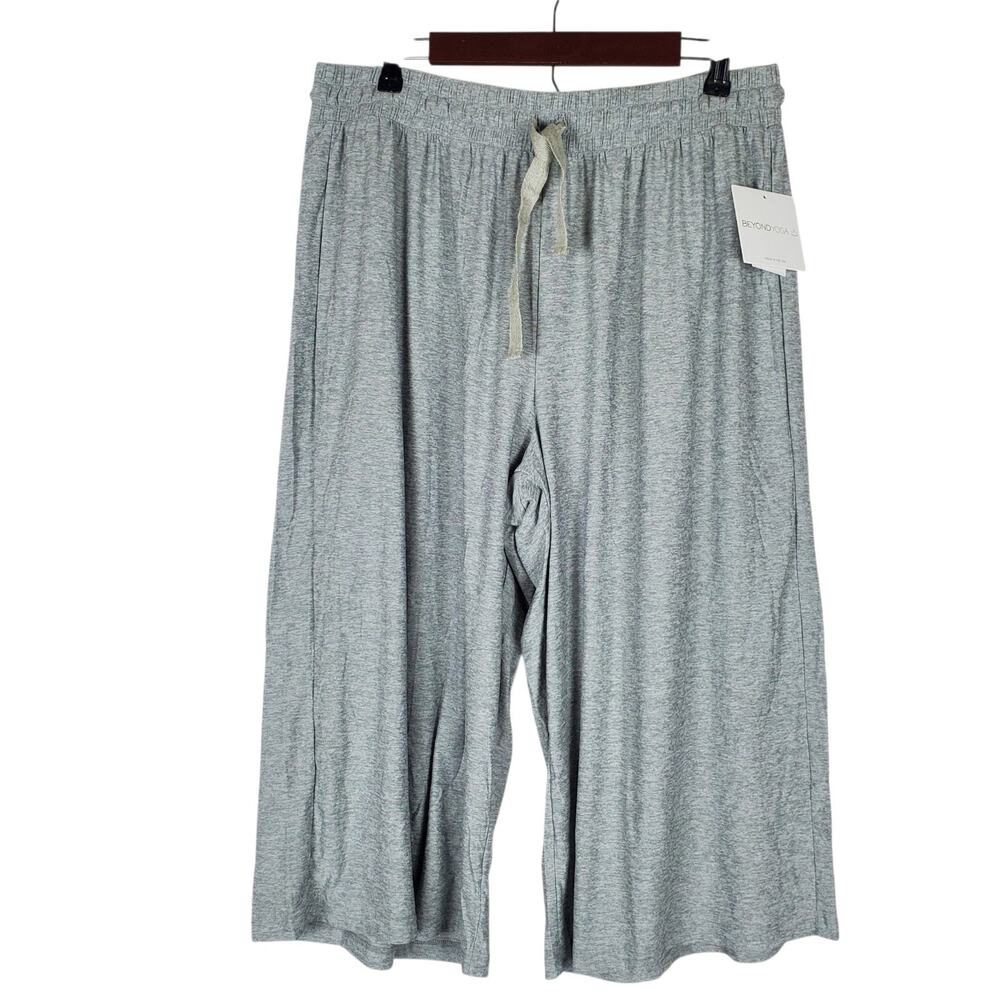 NEW Beyond Yoga Featherweight Own the Night Sleep Pant 1X Silver Mist Gray Crop